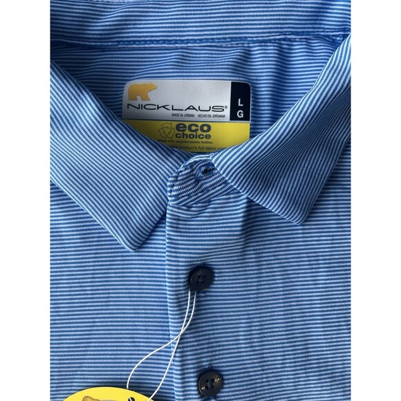 NWT Jack Nicklaus Blue Striped Moisture Wicking Golf Polo Shirt Mens Size L - Picture 5 of 7